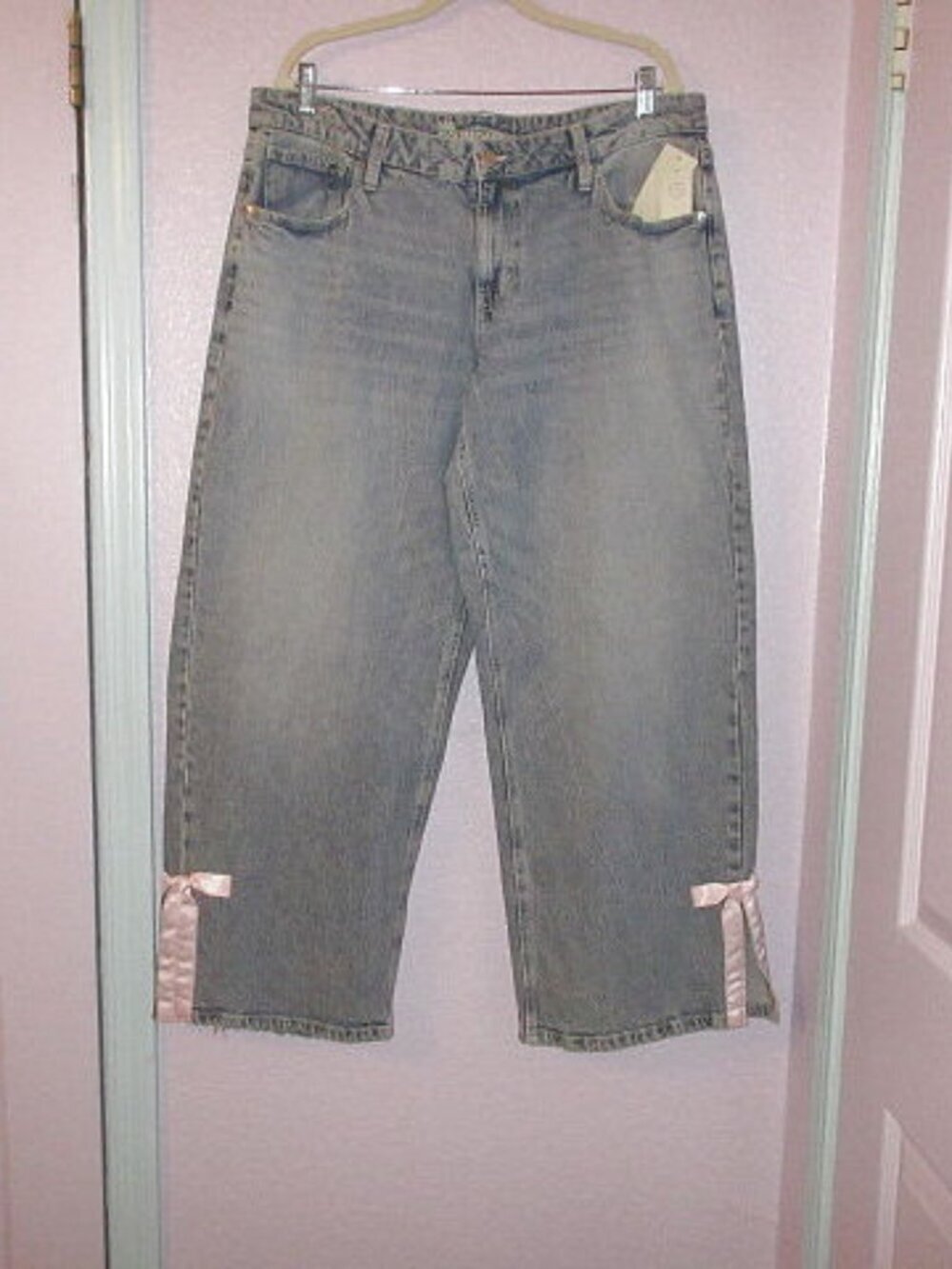 No Boundaries Baggy Wide Leg Jeans Womens 16 38 Denim Bow Coquette Boho 90s NWT